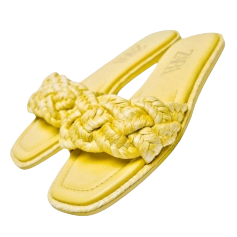 Zara Sunny Yellow Braided Sandals